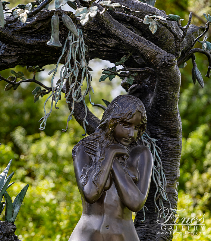 Bronze Fountains  - Majestic Nude Girl In Tree Bronze Fountain - BF-184